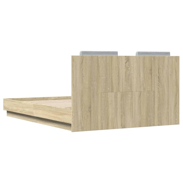 vidaXL Sengeramme med hodegavl sonoma eik 120x190 cm konstruert tre