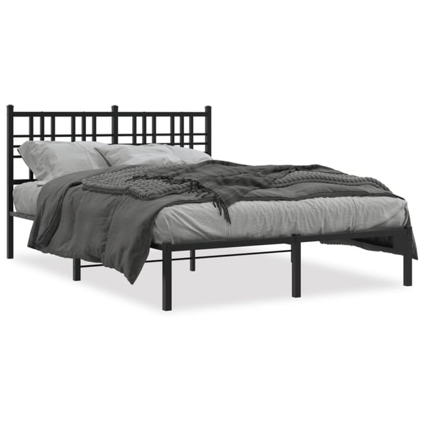 vidaXL Sengeramme i metall med hodegavl svart 140x190 cm