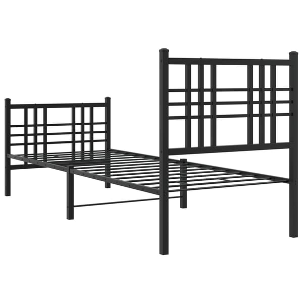 vidaXL Sengeramme i metall med hode- og fotgavl svart 75x190 cm