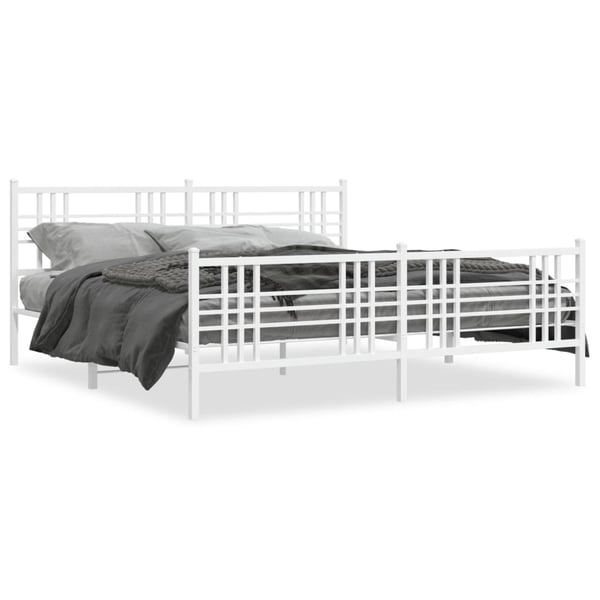vidaXL Sengeramme i metall med hode- og fotgavl hvit 183x213 cm
