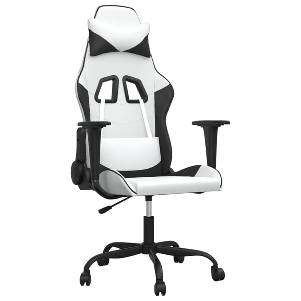 vidaXL gamingstol m. massagefunktion kunstlæder hvid og sort