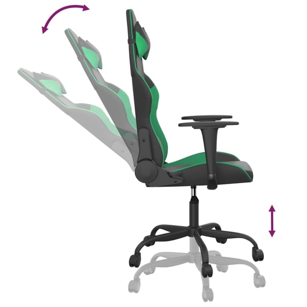 vidaXL gamingstol m. massagefunktion kunstlæder sort og grøn
