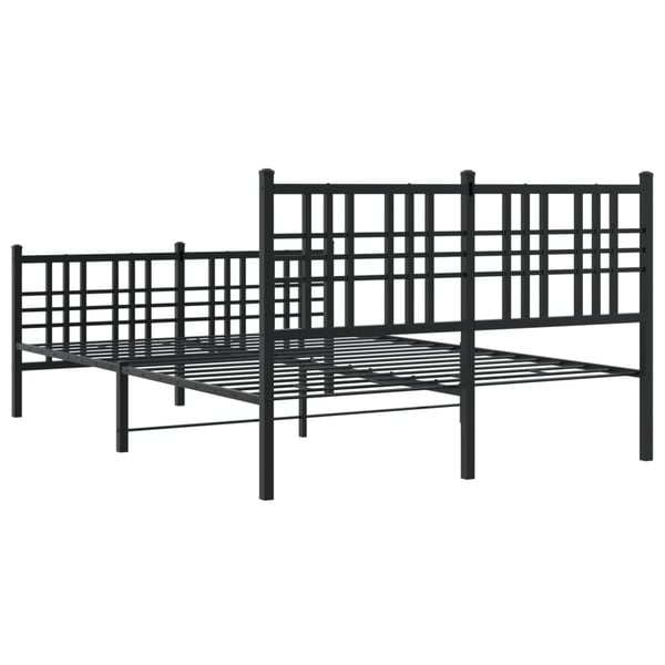 vidaXL Sengeramme i metall med hode- og fotgavl svart 120x190 cm