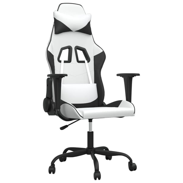 vidaXL gamingstol kunstlæder hvid og sort