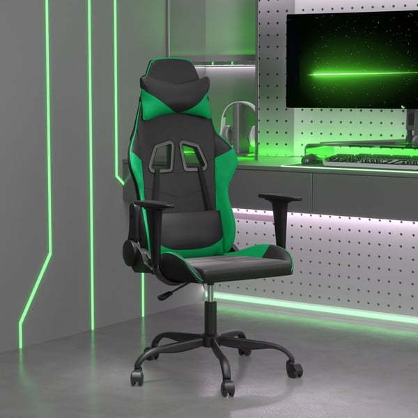 vidaXL gamingstol kunstlæder sort og grøn