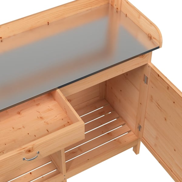 vidaXL Pottebord med skap brun 110,5x45x124,5 cm heltre gran