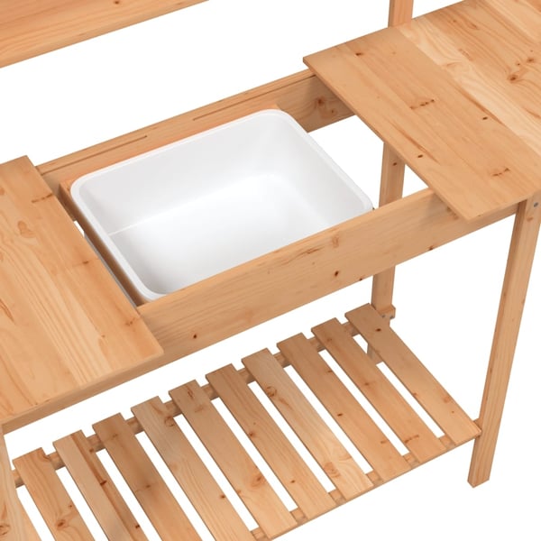 vidaXL pottebænk med vask 147,5x44x139,5 cm massivt grantræ brun
