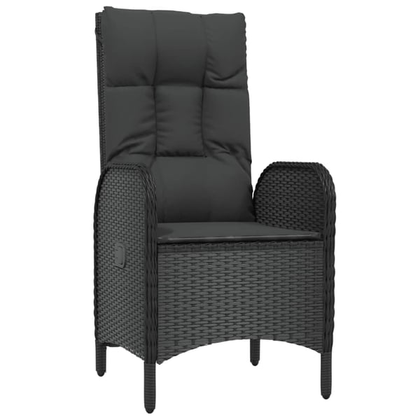 vidaXL spisebordssæt til haven 7 dele med hynder polyrattan sort