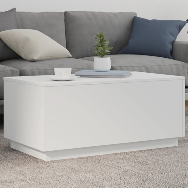 vidaXL Salongbord med LED-lys hvit 90x50x40 cm