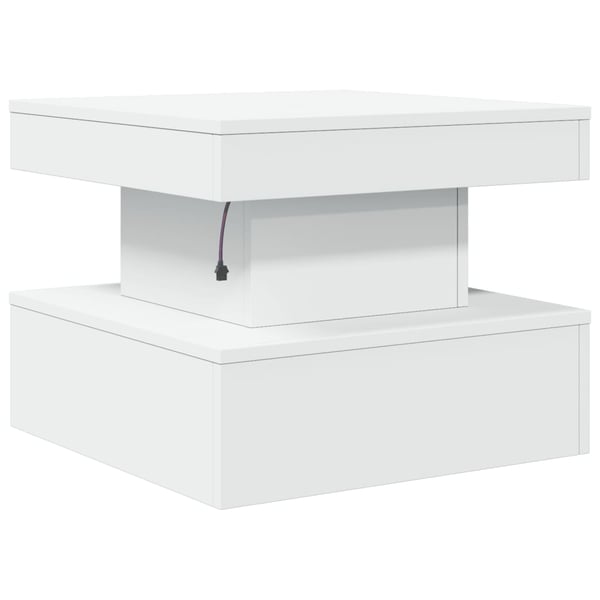 vidaXL Salongbord med LED-lys hvit 50x50x40 cm