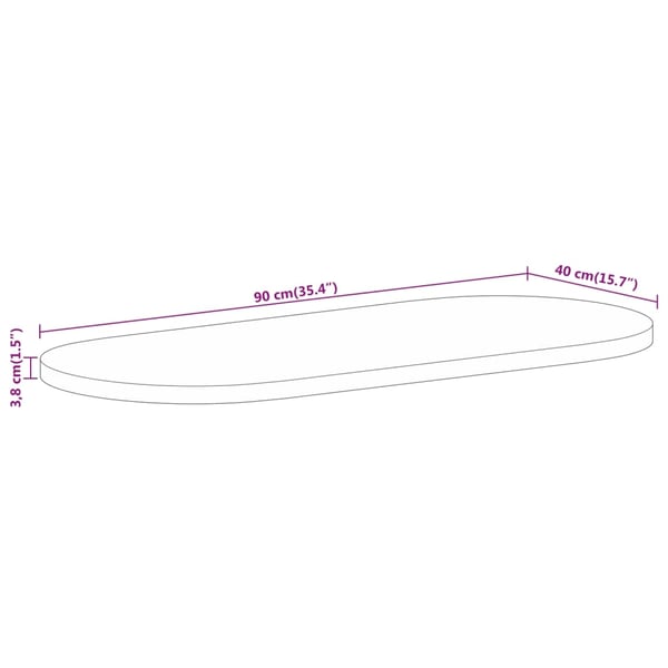 vidaXL Bordplate 90x40x3,8 cm oval heltre mango