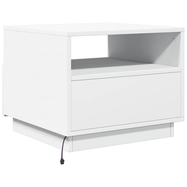 vidaXL Salongbord med LED-lys hvit 50x49x40 cm