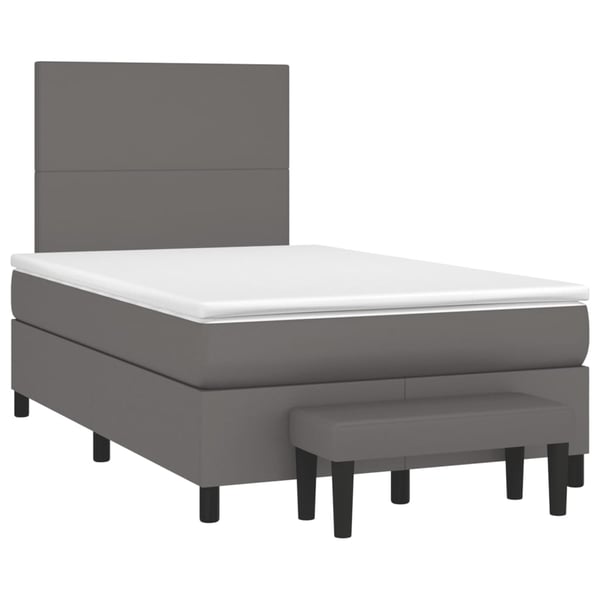 vidaXL kontinentalseng med madras 120x190 cm kunstlæder grå