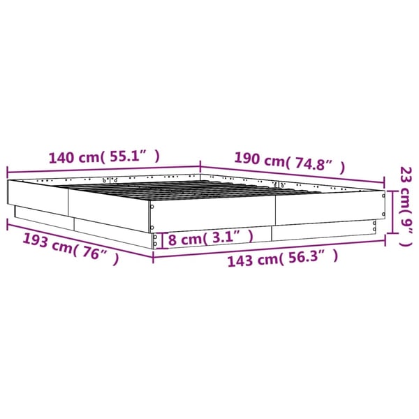 vidaXL Sengeramme hvit 140x190 cm konstruert tre