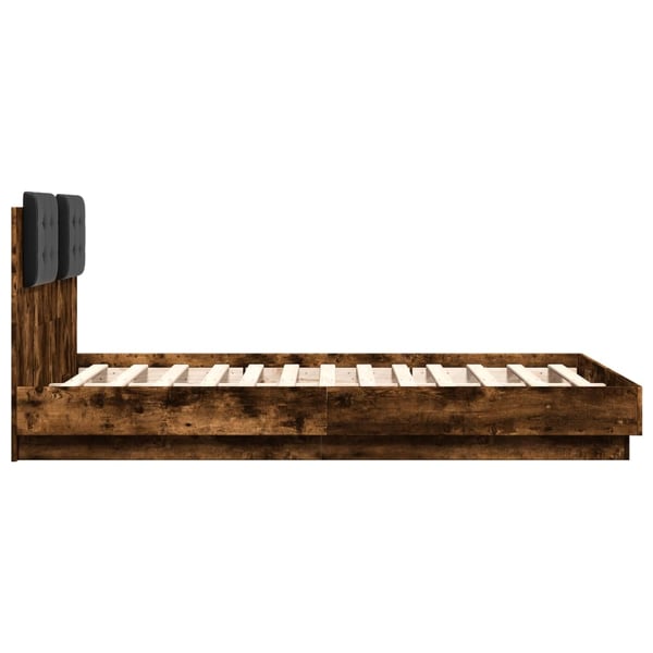 vidaXL Sengeramme med hodegavl røkt eik 120x190 cm konstruert tre