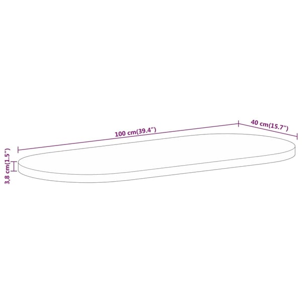 vidaXL Bordplate 100x40x3,8 cm oval heltre mango