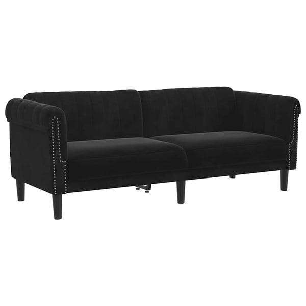 vidaXL Soffa 3-sits svart sammet