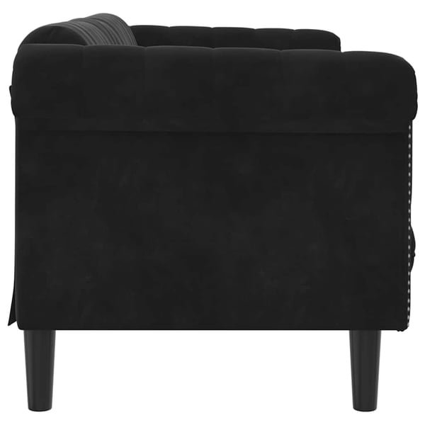 vidaXL Soffa 3-sits svart sammet