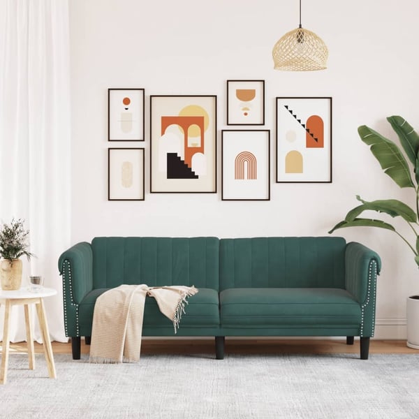 vidaXL Soffa 3-sits mörkgrön sammet