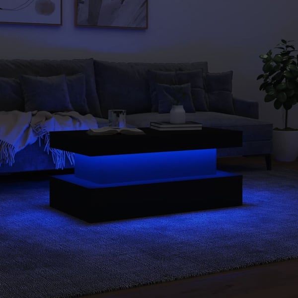 vidaXL Salongbord med LED-lys hvit 90x50x40 cm