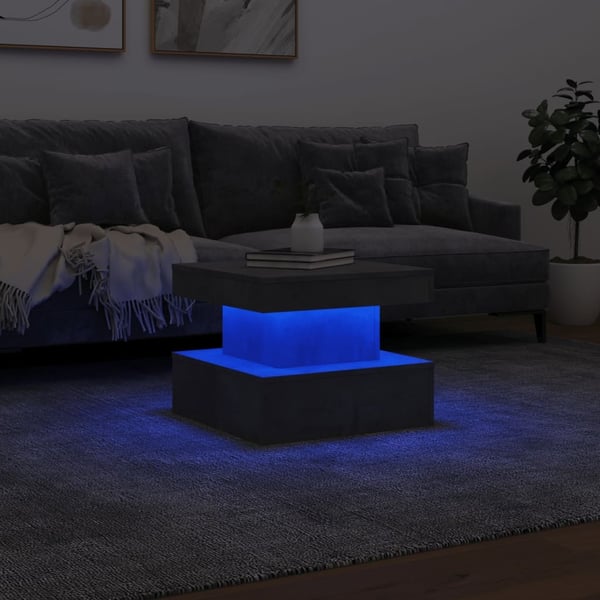 vidaXL Salongbord med LED-lys betonggrå 50x50x40 cm