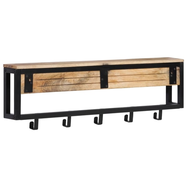 vidaXL knagerække 87x10x27 cm massivt ru mangotræ