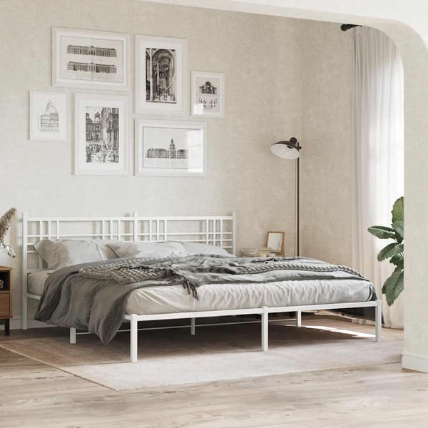 vidaXL Utskiftbar sengegavl i metall hvit 200 cm