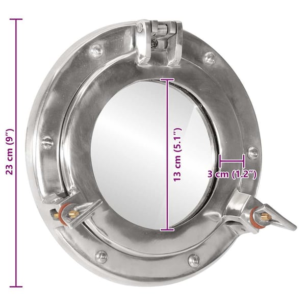 vidaXL Kuøyespeil vegghengt Φ23 cm aluminium og glass