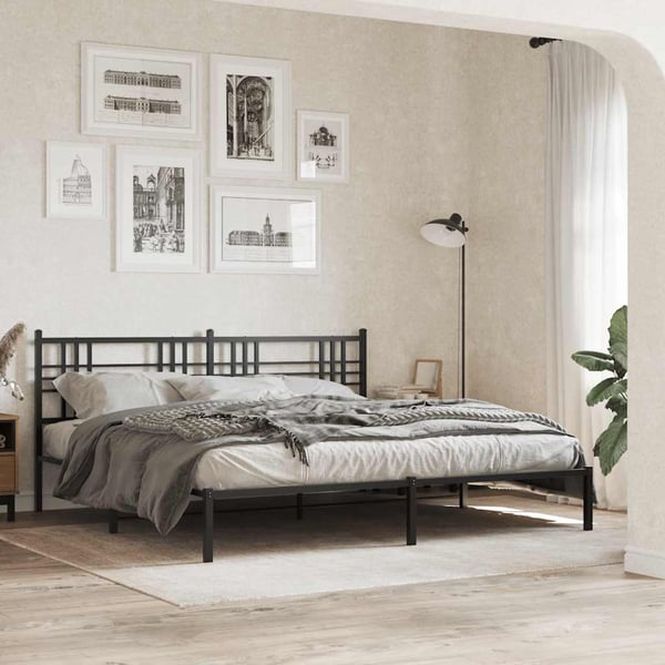 vidaXL Utskiftbar sengegavl i metall svart 193 cm