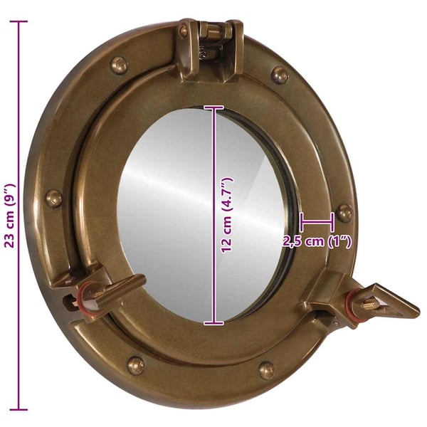 vidaXL Kuøyespeil vegghengt Φ23 cm aluminium og glass