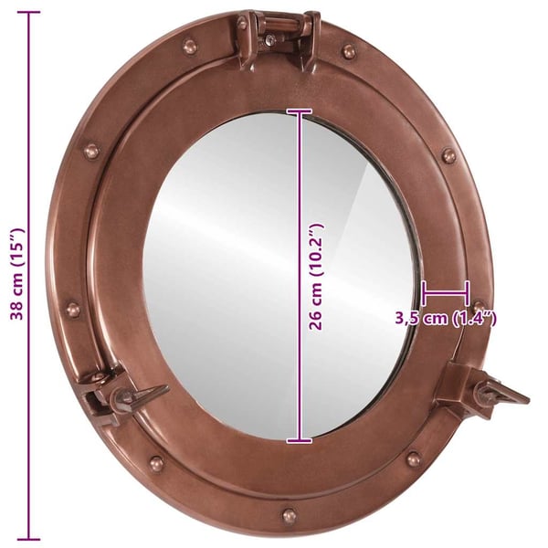 vidaXL Laivanikkuna seinäpeili Ø38 cm alumiini ja lasi
