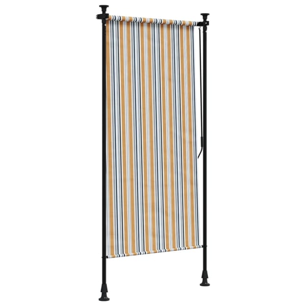 vidaXL Utendørs rullegardin gul og hvit 100x270 cm stoff og stål