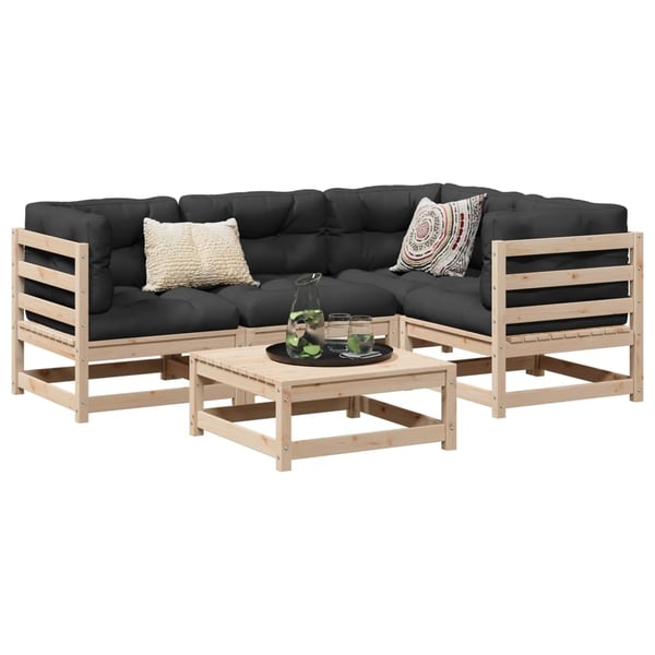 vidaXL sofasæt til haven 5 dele massivt fyrretræ
