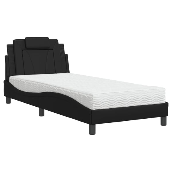 vidaXL seng Viana med madras 90x190 cm kunstlæder sort