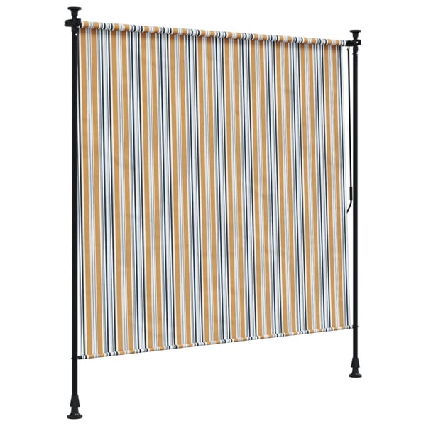 vidaXL Utendørs rullegardin gul og hvit 150x270 cm stoff og stål