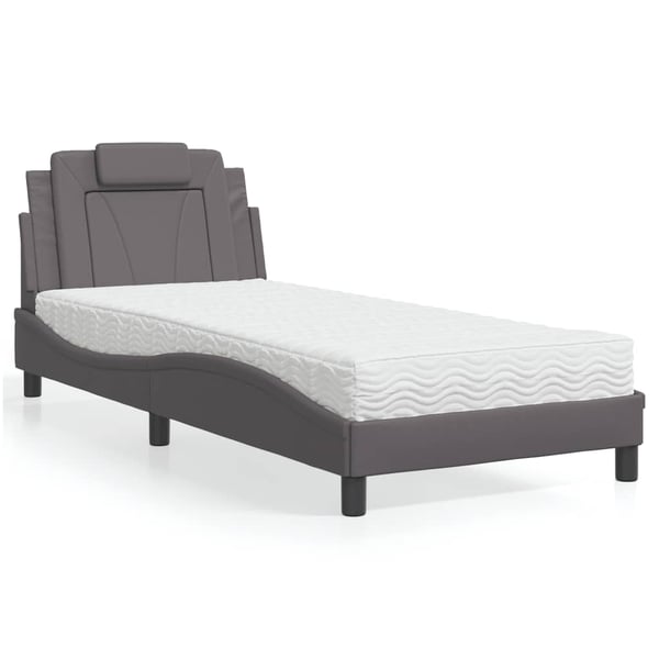 vidaXL seng Viana med madras 90x190 cm kunstlæder grå
