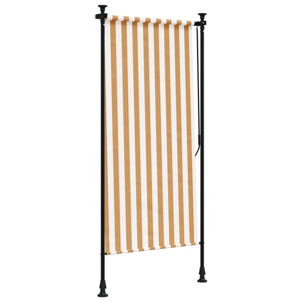 vidaXL Utendørs rullegardin oransje og hvit 120x270 cm stoff og stål