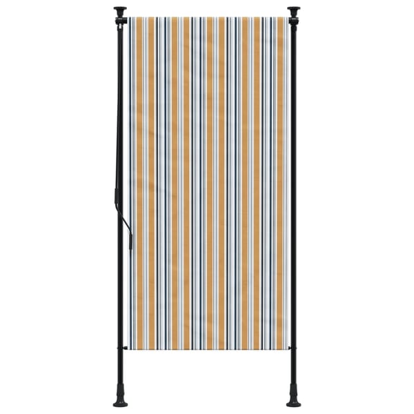 vidaXL Utendørs rullegardin gul og hvit 120x270 cm stoff og stål