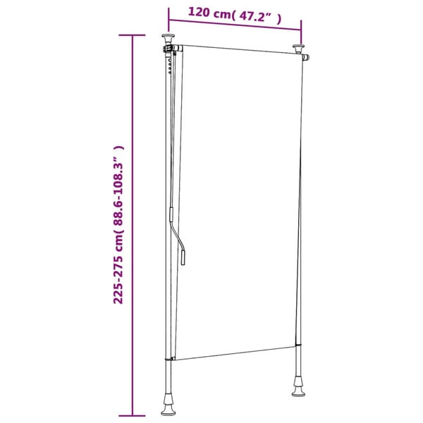 vidaXL Utendørs rullegardin blå og hvit 120x270 cm stoff og stål