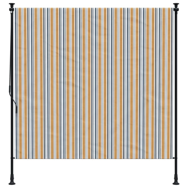 vidaXL Utendørs rullegardin gul og hvit 200x270 cm stoff og stål