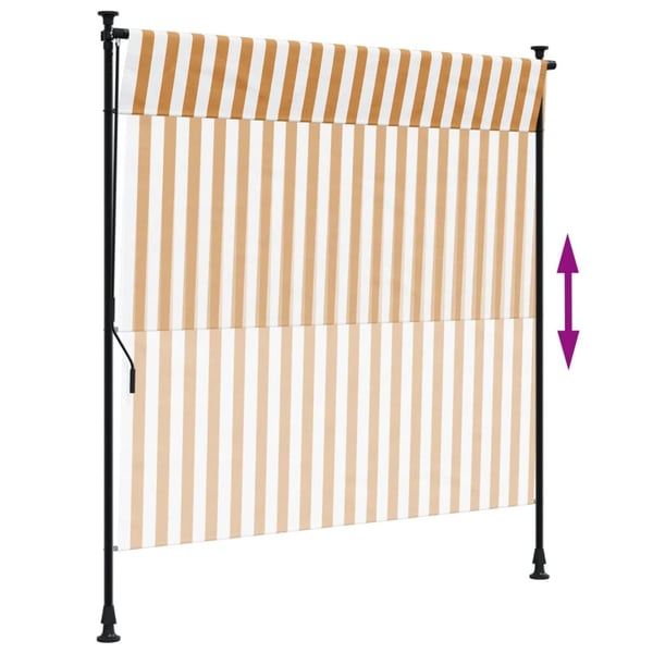vidaXL Utendørs rullegardin oransje og hvit 150x270 cm stoff og stål