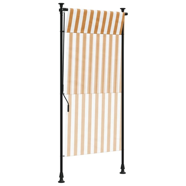 vidaXL Utendørs rullegardin oransje og hvit 100x270 cm stoff og stål