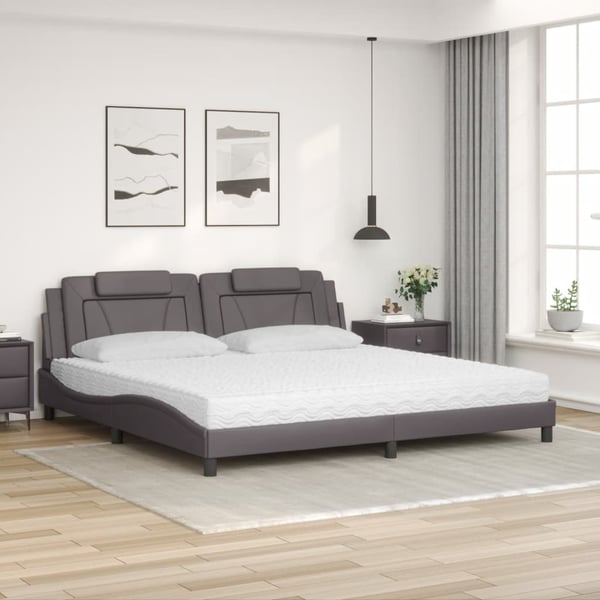 vidaXL seng Viana med madras 200x200 cm kunstlæder grå