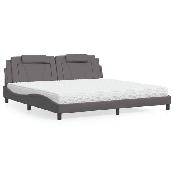 vidaXL seng Viana med madras 200x200 cm kunstlæder grå