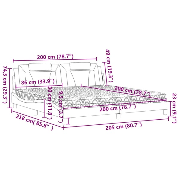 vidaXL seng med madras 200x200 cm kunstlæder hvid