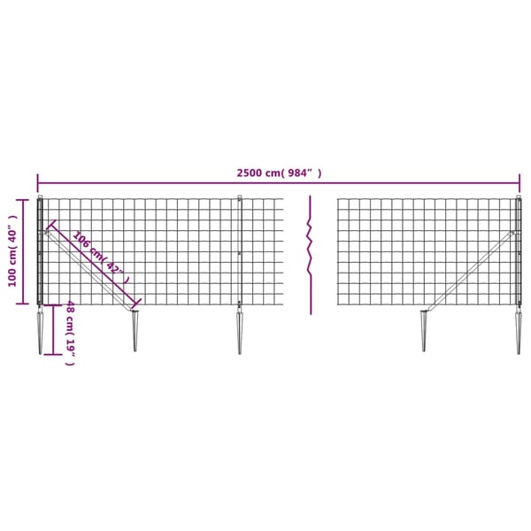 vidaXL Verkkoaita maapiikeillä vihreä 1x25 m