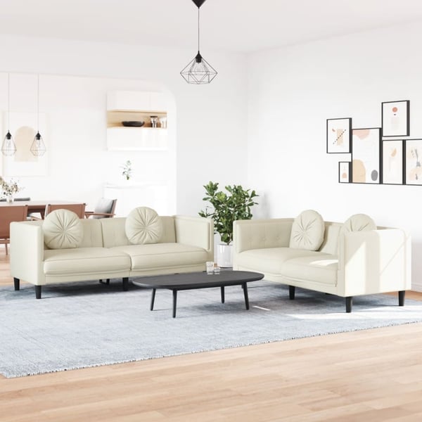 vidaXL sofasæt 2 dele med puder velour cremefarvet