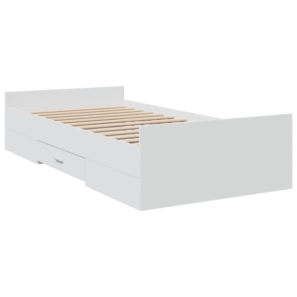 vidaXL Sengeramme med skuffer hvit 75x190 cm konstruert tre