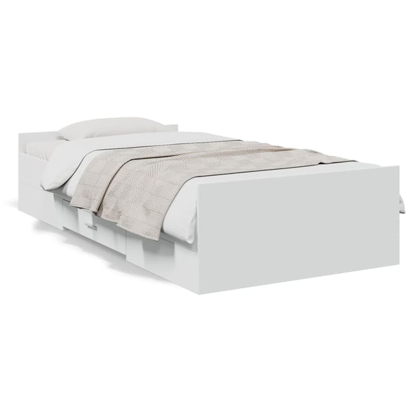 vidaXL Sengeramme med skuffer hvit 75x190 cm konstruert tre