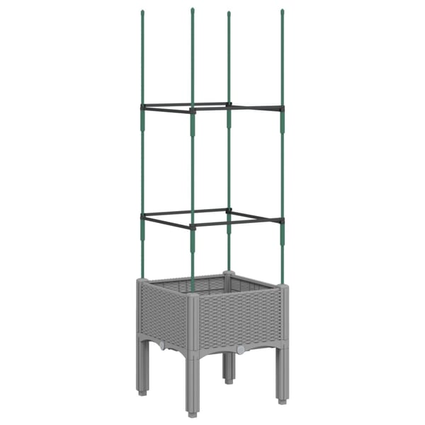 vidaXL Plantekasse med espalier lysegrå 40x40x142,5 cm PP